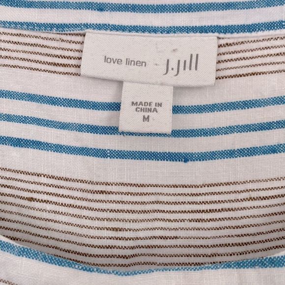J.Jill Love Linen Striped Dress Coastal Grandmother Size Medium - Picture 4 of 4